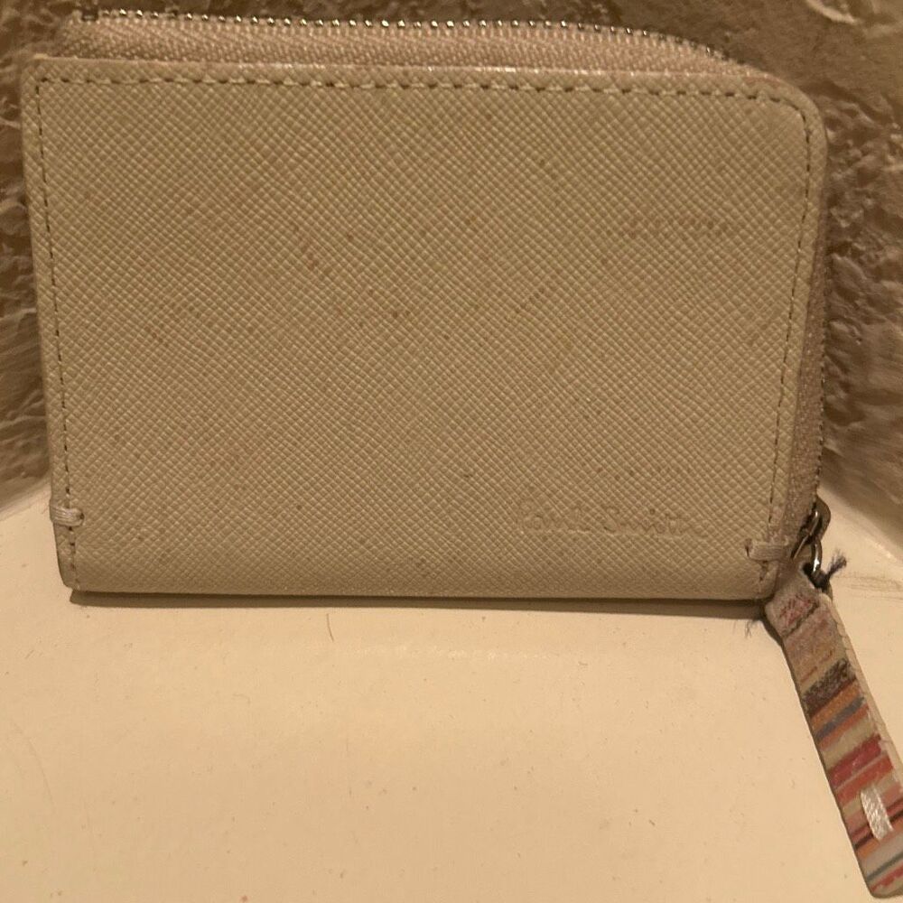 Paul Smith Compact Zip Around Wallet Cream Saffiano Leather Minimalist Casual